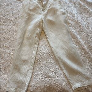 Halston Heritage Cream Elastic-Waist Trousers